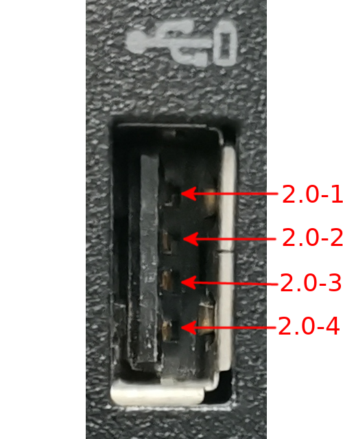 USB Type-A 2.0 母头针脚